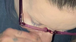 Milf sucks and swallows landlord for rent