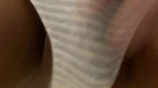 Hot Tgirl slaps her dick and balls to make her Pee Pre-cum then strokes her BBC