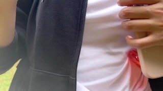 Outdoor lesbian sex after a dose of adrenaline.