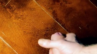 Straight Hung Jock Milks His Big Uncut Cock On The Table