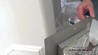 Petite girl gets cock pushed in her mouth