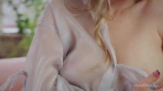 WOWGIRLS Very hot blonde girl Diana Heaven playing with her pussy on the bed