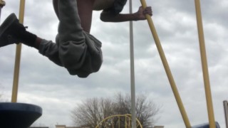 Hanging Wedgie In Park