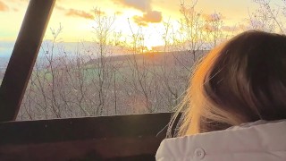 Creampie Quickie On Public Viewing Tower During Sunset - Young Couple Keyla & Lucas