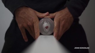 Loud Moaning Fleshlight Fuck - Slow Motion Cumshot - Close UP