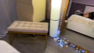 Best view of blowjob in black nylons and lace