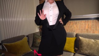 my private secretary in business suit having fun with the boss in the shower