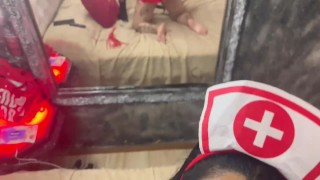 whore sucks me off and touches herself for me