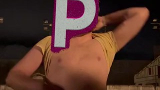 Hot Huge handsfree cum big load in public sports