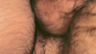 Hairy Tattooed Bear Fucks Bareback in Club Toilet