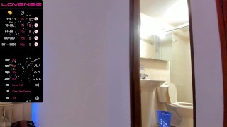 Beautiful girl with a fantastic body and cute face films herself while she showers for you