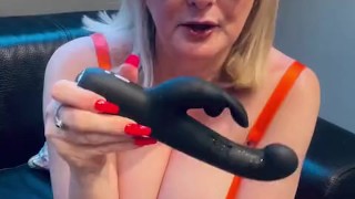 Bright orange bra rampant rabbit tit JOI