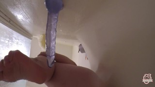 MILF loosens up with an 8" dildo in the shower