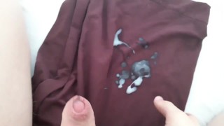 Shooting a big load onto my t-shirt