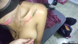 Very slutty girl breastfeeding. Fucking for money