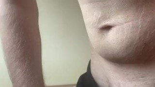 Solo male pumping a self made masturbator
