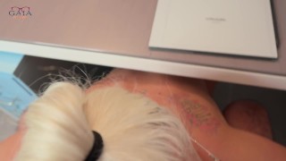 DIRTY MILF SECRETARY ep.1 | fucks her boss from under the desk while he is in a ZOOM meeting