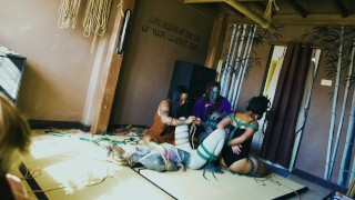 Two Dreadlocks Girls get Suspended while Bondage Shibari Sesion - Private BDSM