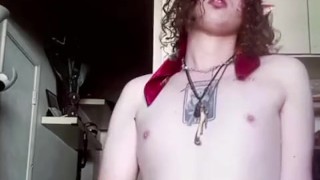 Twink Elf Ky Arson Plays Autoharp And Jerks Off SOLO