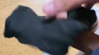 Boy jizzes on CK boxer cumrag