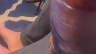 Stroking and moaning big thick cock