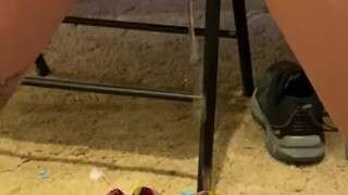 Piss slut putting her piss on toes