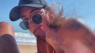 Super POV Blowjob From Beauty Girl in a Cap, Seashore, Naked Nude Beach, Blowjob Sex Toys