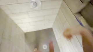 motel desk lady escorts to my room and i jerkoff in the shower