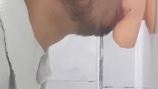 Deepthroat training with big dildo