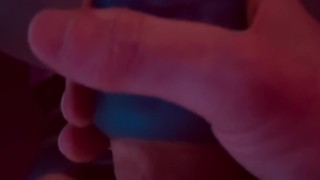 Stroking and teasing my cock with a small toy till I shoot my load