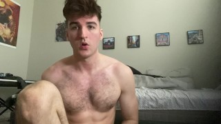 Hot White Boy Jerks BWC and Cums on his Foot