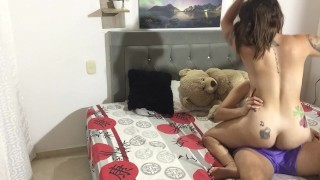 My sister-in-law is horny, touching her pussy, I really want to, I ask her to ride my pussy then I e