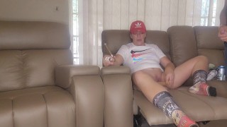 Smoking Stepsis lost a bet and had to fuck a dildo infront of me