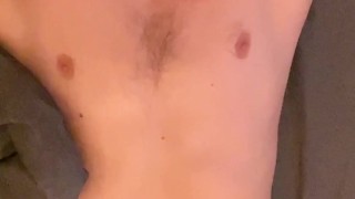 Muscular MAN moans while jerking his SENSITIVE cock! Morning work-out