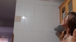 I eat my stepmother's delicious ass and pussy in the kitchen and doggy style. I crush her huge ass w