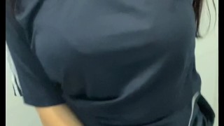 Hot Whore Got Horny On The Road And Masturbates In The Public Bathroom