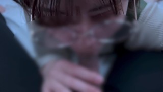 清楚系のメガネ女子が口内射精されてちゃう♡ cum im mouth blowjob
