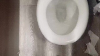 Sneaking into a public toilet and showing off my sexy skinny body and tiny ass infront of the mirror