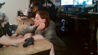 Heather Kane Milks in College Dorm wearing Gray Northface!