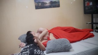 My stepsister's girlfriend enters my bedroom and asks me to fuck her.