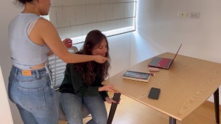 I fulfill my fetish of having lesbian sex with jeans.