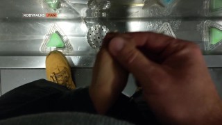 My soft cock takes a piss at the public trough