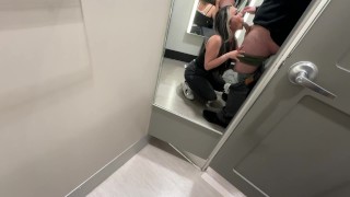  Risky Quickie With Asian in Target Dressing Room Ends With Creampie 