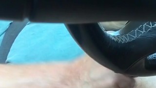 Cumming hard while driving