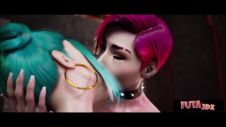 Futa3dX - Green Haired Babe Gets Fucked Hard By Punk Girl And Futa Babe