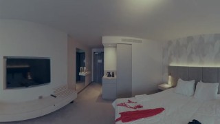 Naked girls GoldyKim and SmilingDutchie helping each other getting dressed in lingerie - voyeur 360