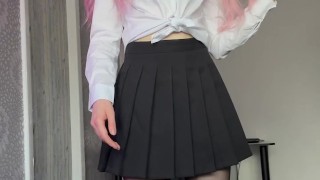 The student showed in which stockings she goes to university