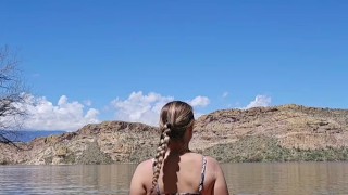 Sexy poolside strip n shower
