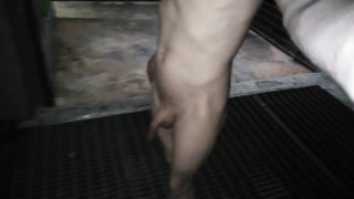 Stripping and playing with piss in public