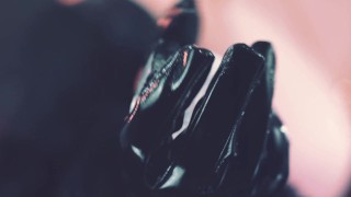 Pierced Pussy Play - curvy body MILF in PVC and stockings.